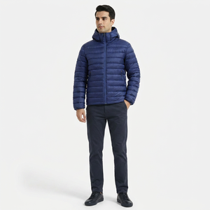 Veste d'hiver en toile matelassée pour homme, légère, chaude, couleur unie, avec logo et taille personnalisés, rembourrage en coton - Product Image 1