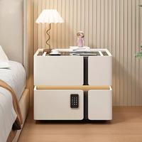 Mesita de Noche Moderna e Inteligente para Dormitorio, Minimalista, de Madera Maciza, Multifuncional, con Carga Inalámbrica, de Lujo, para Uso en el Hogar, para Apartamentos Pequeños