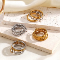 Bague multicouche tendance hip-hop pour femme en acier inoxydable inaltérable, anneaux empilables simples pour le quotidien et les fêtes