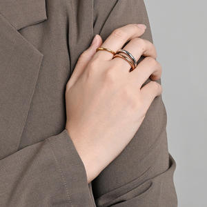 Minimalist Gold Stackable <b>Ring</b> Geometric Design Women's Jewelry Gift - Product Image 4