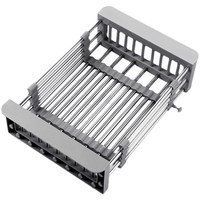 Étagère de rangement télescopique et escamotable en acier inoxydable pour cuisine, avec égouttoir et organisateur de couverts, design moderne et minimaliste