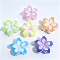 Pince à cheveux grande taille en plastique motif fleur de frangipanier dégradée pour l'été et la plage, vente en gros