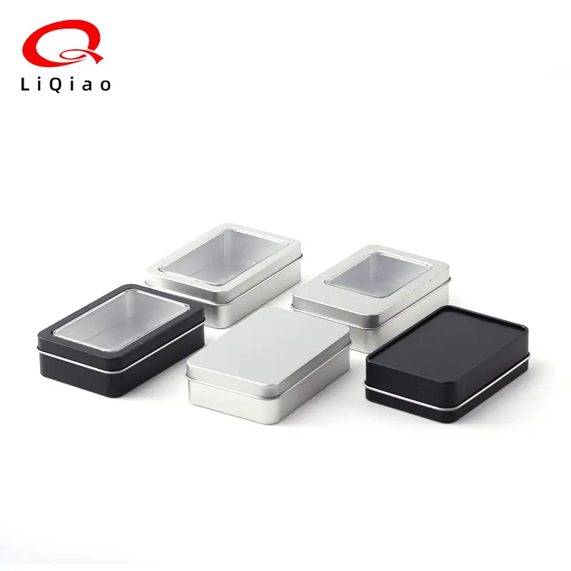 Packing Tin Box Window Custom Tin Box Hinge Silver Carton Gift & Craft Recyclable Tin Boxes for Chocolate with Lid Metal PVC