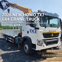 Camion-grue HOWO TX7 6X4 neuf, grue de 12 tonnes, transmission manuelle 460 CV, faible kilométrage pour le marché africain