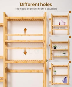 Bamboo Large Capacity Over the Toilet <strong>Storage</strong> <strong>Cabinet</strong> Above Toilet <strong>Bathroom</strong> Organizer with Toilet Paper Holder Stand - Product Image 3