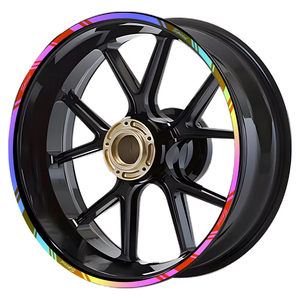 17 pouces arc-en-ciel jante Laser décalcomanies <span class=keywords><strong>moto</strong></span> roue autocollants pour Kawasaki Honda Yamaha Suzuki <span class=keywords><strong>KTM</strong></span> Ducati - Product Image 1