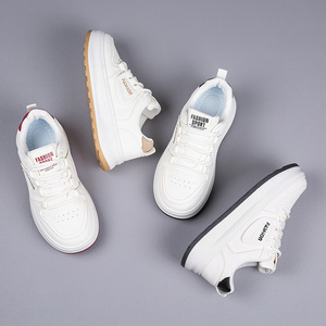 Zapatillas Deportivas <span class=keywords><strong>Blancas</strong></span> con <span class=keywords><strong>Plataforma</strong></span> para <span class=keywords><strong>Mujer</strong></span> - Zapatos Casuales con Cordones y Suela Antideslizante, Elegantes para Uso Diario y Urbano - Product Image 1
