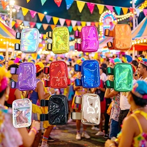 Holographic PU Thigh Bag Unisex Waterproof Zipper Closure Multi Color <b>Box</b> Shape Daily Use Phone Bag - Product Image 1