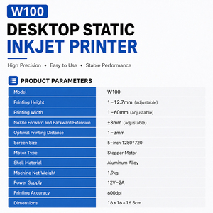 工业静态喷墨打印机 W100 有效期二维码条码序列号打印机 - Product Image 5