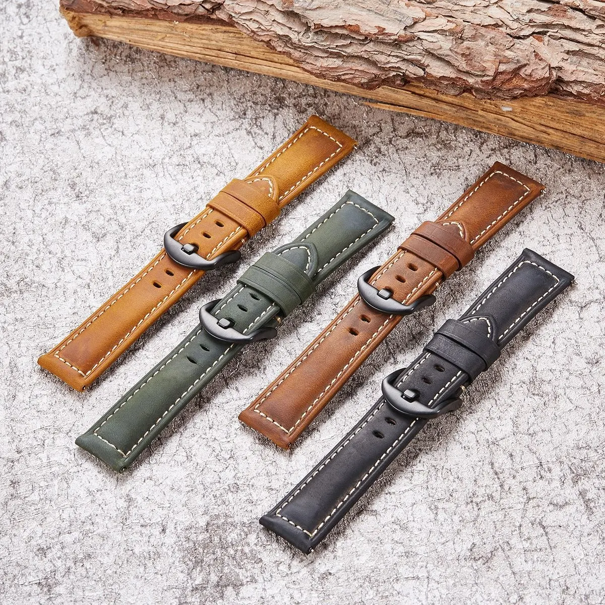 Crazy horse Italian Vintage Calf Genuine Leather Watch Strap Quick Release 20mm 22mm 24mm Watch Band