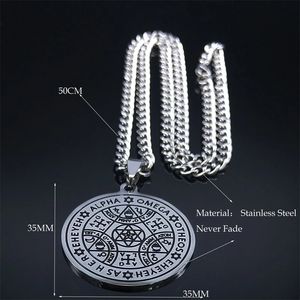 Collar Talismán Tetragramatón, Amuleto Mágico de Ángel Enochiano, Collar de Acero Inoxidable con Estrella de David, Alfa Eheh - Product Image 5