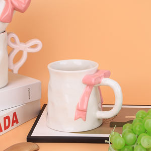 Taza de Cerámica Redeco Kawaii con Lazo Rosa, Tazas de Café Lindas con Asa <span class=keywords><strong>para</strong></span> Niñas, Regalo de <span class=keywords><strong>San</strong></span> Valentín, Decoración <span class=keywords><strong>para</strong></span> el Hogar - Product Image 3