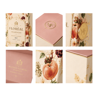 Boîte cadeau de luxe personnalisée à motif floral avec fermeture métallique, emballage rigide haut de gamme pour bouteilles de vin mousseux