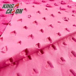 Tissu en minky à pois super doux en cristal, motif en forme de cœur, côté rouge <span class=keywords><strong>Barbie</strong></span> rose, Kingcason, vente en gros, pour couverture de bébé - Product Image 5