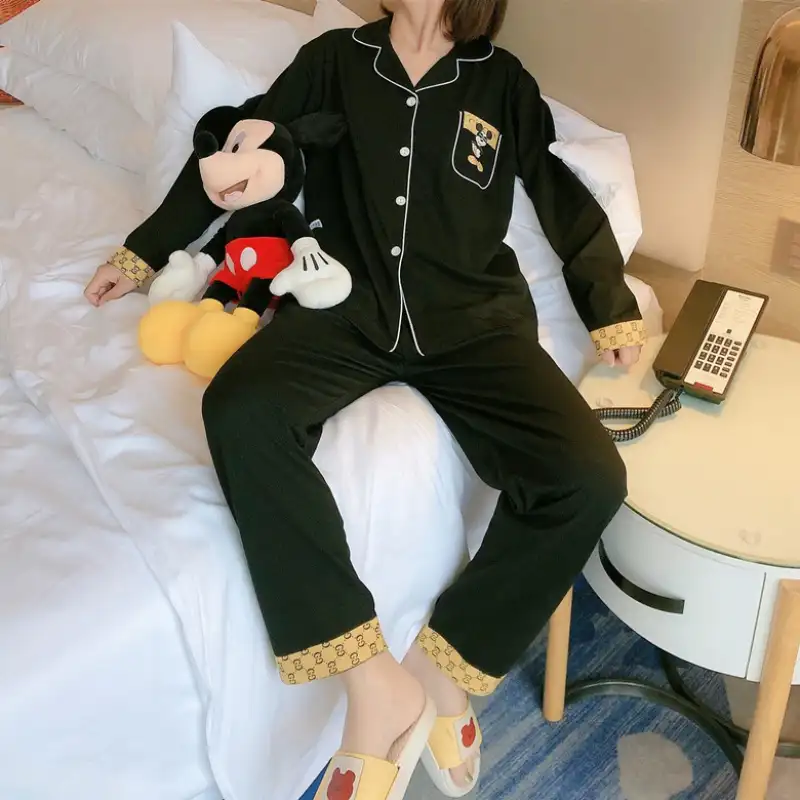 2020 neuer Stil Schlaf Set Damen Soft Nachtwäsche Baumwolle Pyjama Langarm Zweiteiler Lounge Set