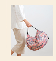 Sac de courses pliable personnalisé avec logo, sac de rangement réutilisable, sac à bandoulière décontracté, sac de voyage léger, sac de shopping en nylon avec sangle