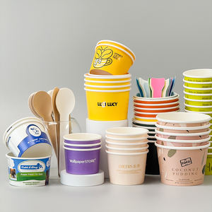3oz/4 औंस/5 औंस/8 औंस पर्यावरण के अनुकूल एकल दीवार कस्टम डिस्पोजेबल पेपर दही मिठाई और आइसक्रीम कप और कटोरे - Product Image 1