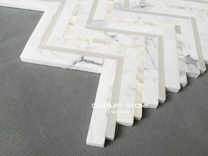 Ý Calacatta Mix Mẹ Của Ngọc Trai Vỏ Trắng Xương Cá Tấm Gạch Mosaic - Product Image 3
