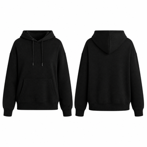 Sweat à capuche unisexe noir oversize en coton French Terry pour un look décontracté en automne - Product Image 6
