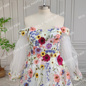 Abito da <span class=keywords><strong>Sposa</strong></span> Elegante con Spalle Scoperte, Ricamo 3D Floreale <span class=keywords><strong>in</strong></span> Pizzo, Linea ad A, Vestito da Ballo per Spose - Product Image 6