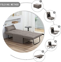 Fauteuil convertible moderne gris foncé avec dossier réglable, canapé-lit multifonction 4 en 1 pour chambre à coucher et salon