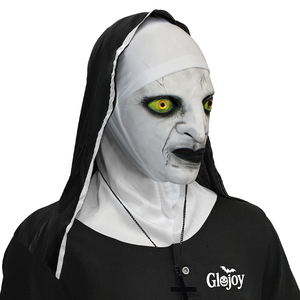 Maschera in Latex da Suora Spaventosa <span class=keywords><strong>con</strong></span> Occhi Verdi, Costume Horror <span class=keywords><strong>per</strong></span> Halloween, Copricapo da Fantasma <span class=keywords><strong>per</strong></span> Feste in Maschera, Accessori Spaventosi Personalizzabili - Product Image 4