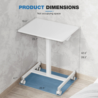 AJUNION 25 pouces bureau à domicile bureau élévateur mobile blanc hauteur réglable bureau pneumatique Mobile table d'ordinateur avec roues