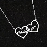 Pendentif personnalisé en or avec plaque nominative, lettre initiale, collier personnalisé en acier inoxydable avec nom de famille