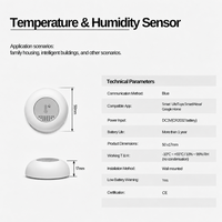 Tranrule Tuya - Capteur de température et d'humidité - Mini thermomètre hygromètre - Alimenté par piles - Smart Life - Maison intelligente