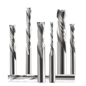 HOZLY 3.175-10mm Up & Down Cut 2 Flute End Mill CNC alat pemotong Router kompresi pemotong penggilingan kayu