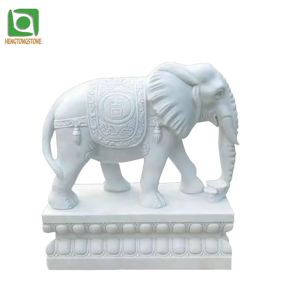 Çin tarzı mermer fil heykel beyaz mermer küçük fil heykeli