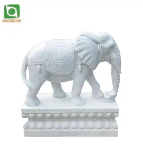 Patung gajah marmer gaya Tiongkok dekoratif patung gajah kecil marmer putih dalam persediaan