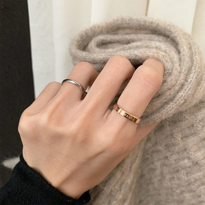 <span class=keywords><strong>Simple</strong></span> Or Rose En Acier Inoxydable Index Bague Niche Conception Fermé Couple Bracelet pour Femmes Inspiré Ins Tendance Zircon - Product Image 1