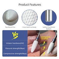 HYTOOS Embouts de ponceuse à ongles en céramique composite - 6*15mm Blanc Pro, outils de retrait de gel/acrylique pour techniciennes ongulaires