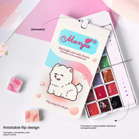 Palette de gel à ongles solide rotative 18 couleurs, haute saturation, dégradé, blush, gel éponge pour estampage, impression par transfert UV LED