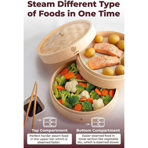 Panier vapeur en <span class=keywords><strong>bambou</strong></span> 12 pouces, 2 niveaux, capacité <span class=keywords><strong>10L</strong></span>, avec couvercle en <span class=keywords><strong>bambou</strong></span>, compatible gaz et induction, 50 doublures, baguettes, plat à sauce, style asiatique - Product Image 6