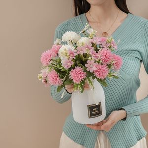 ช่อดอกเบญจมาศประดิษฐ์ CallaFloral สีชมพูขาว สำหรับตกแต่งงานแต่งงาน 7 หัว สไตล์อินส์ - Product Image 1