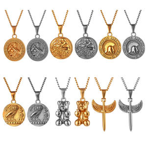 Chaîne pendentif aile d'ange en or 18 carats PVD Collier aile pour homme Collier pendentif <span class=keywords><strong>plume</strong></span> Collier vintage Collier aile en or pour homme - Product Image 4