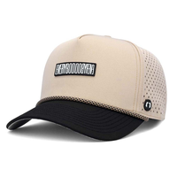 Casquette de golf imperméable à 5 panneaux, perforée au laser, respirante, réglable, avec patch en caoutchouc bicolore, 100 % polyester, unisexe, pour toutes les saisons