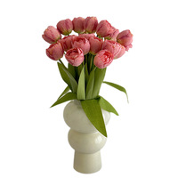Bouquet de tulipes artificielles hautement réalistes, faites à la main, vintage, à 9 têtes, avec bords brûlés, pour la décoration de la maison, du salon, et la photographie de mariage.