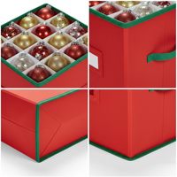 Boîte de rangement pour décorations de Noël Poxela, design moderne, anti-déchirure, en tissu non tissé, compartiments cubiques de 3 pouces, double