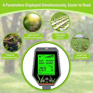 Hochwertiger 6-in-1 Digitaler Bodentester für Garten, Rasen, Topfpflanzen, Messung von pH-Wert, Fruchtbarkeit, EC, Feuchtigkeit, Licht und Temperatur - Product Image 2