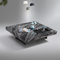 Table basse en aluminium métallique carrée de luxe italienne, design minimaliste moderne, hauteur réglable, pour le salon