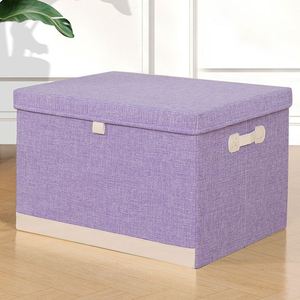 Lightweight Cotton Linen Closet Storage Bins Clothes Storage <b>Box</b> with Lid - Product Image 1