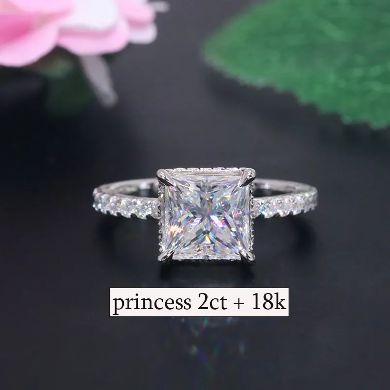 Yingma 14K ouro sólido jóias anéis de casamento moissanite 18K ouro/9K/prata fantasia 2ct moissanite anel de noivado para as mulheres