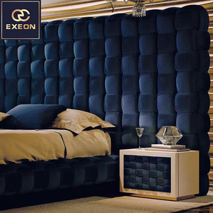 <span class=keywords><strong>Lit</strong></span> Double Moderne et Luxueux Exeon Premium, Cadre Rembourré <span class=keywords><strong>en</strong></span> Velours Italien Fantaisie, Ensemble <span class=keywords><strong>de</strong></span> Chambre à Coucher <span class=keywords><strong>Lit</strong></span> King Size - Product Image 3