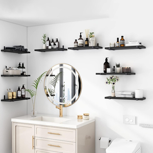 Ensemble d'<span class=keywords><strong>étagère</strong></span>s flottantes 8 pièces-<span class=keywords><strong>Étagère</strong></span> murale <span class=keywords><strong>de</strong></span> style rustique pour la décoration du salon, <span class=keywords><strong>de</strong></span> la <span class=keywords><strong>salle</strong></span> <span class=keywords><strong>de</strong></span> <span class=keywords><strong>bain</strong></span> et <span class=keywords><strong>de</strong></span> la chambre-<span class=keywords><strong>Étagère</strong></span> <span class=keywords><strong>de</strong></span> <span class=keywords><strong>rangement</strong></span> en bois - Product Image 2