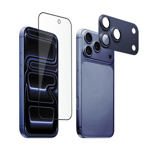 아이폰용 로고가 있는 2 in 1 안티 브레이크 강화유리 & 후면 카메라 렌즈 보호 필름 - Product Image 1