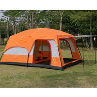 Tente de camping multi-personnes quatre saisons à double couche avec deux chambres et un salon, design pliable et imperméable en tissu Oxford