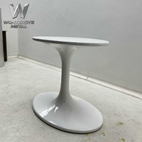 Base de Mesa Estilo Escandinavo con Patas de Metal Blanco Brillante, Soporte Moderno para Mesa Auxiliar de Sala de Estar o Cafetería